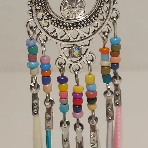 Boho Tassel Earrings Beaded Royal Feather Fringe Hook Fashion Jewelry Native - Picture 4 of 8